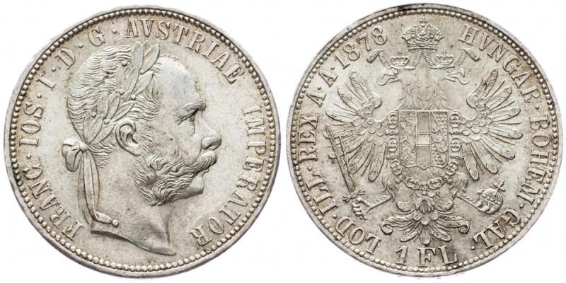 Franz Joseph I., 1 Gulden 1878, Vienna Franz Joseph I., 1 Gulden 1878, Vienna, A...
