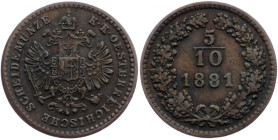 Franz Joseph I., 1/2 Kreuzer 1881, Vienna