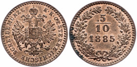 Franz Joseph I., 5/10 Kreuzer 1885, Vienna
