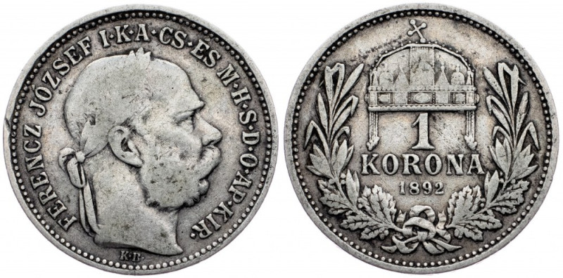 Franz Joseph I., 1 Korona 1892, Kremnitz Franz Joseph I., 1 Korona 1892, Kremnit...