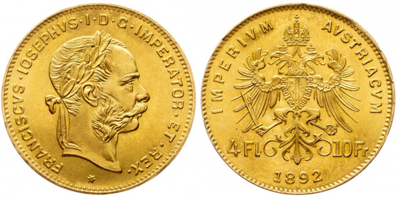 Franz Joseph I., 4 Florin 1892, Vienna Franz Joseph I., 4 Florin 1892, Vienna, A...