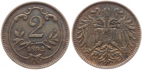 Franz Joseph I., 2 Heller 1892, Vienna