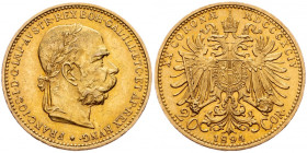 Franz Joseph I., 20 Krone 1894, Vienna