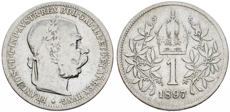Franz Joseph I., 1 Krone 1897, Vienna Franz Joseph I., 1 Krone 1897, Vienna, Ag,...