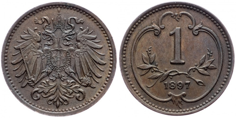 Franz Joseph I., 1 Heller 1897, Vienna Franz Joseph I., 1 Heller 1897, Vienna, K...