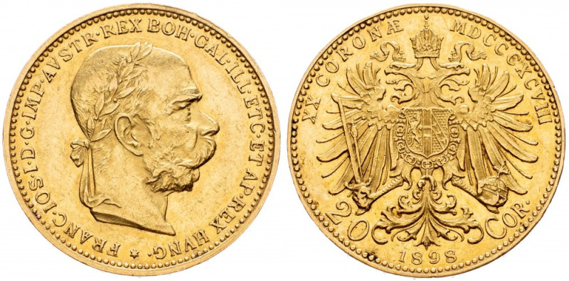 Franz Joseph I., 20 Krone 1898, Vienna Franz Joseph I., 20 Krone 1898, Vienna, A...