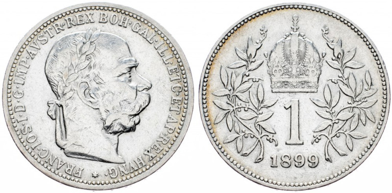 Franz Joseph I., 1 Krone 1899, Vienna Franz Joseph I., 1 Krone 1899, Vienna, Ag,...