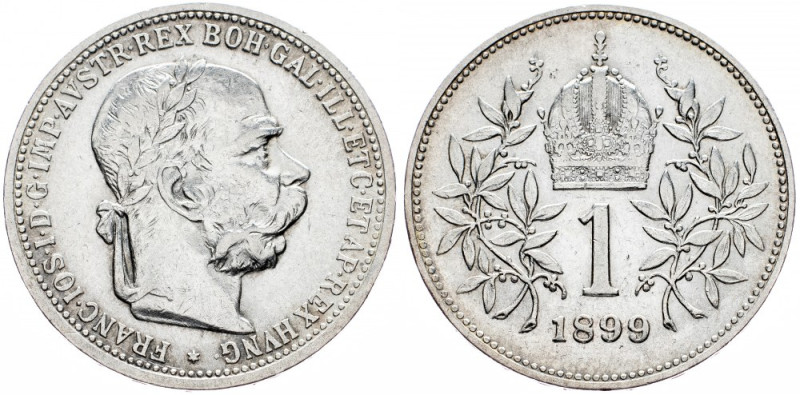 Franz Joseph I., 1 Krone 1899, Vienna Franz Joseph I., 1 Krone 1899, Vienna, Ag,...