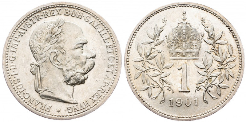 Franz Joseph I., 1 Krone 1901, Vienna Franz Joseph I., 1 Krone 1901, Vienna, Ag,...