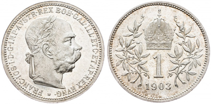 Franz Joseph I., 1 Krone 1903, Vienna Franz Joseph I., 1 Krone 1903, Vienna, Ag,...