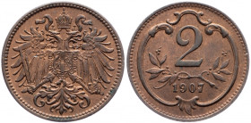 Franz Joseph I., 2 Heller 1907, Vienna