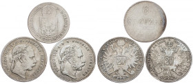 Franz Joseph I., 6 Kreuzer, 20 Kreuzer 1849, 1868, 1869, Vienna