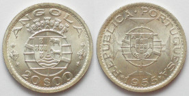 ANGOLA. Portuguese, 20 Escudos 1955, silver, BU
KM # 74