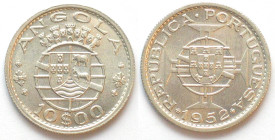 ANGOLA. Portuguese, 10 Escudos 1952, silver, BU!
KM # 73