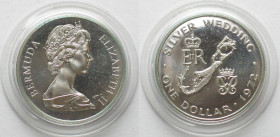 BERMUDA. 1 Dollar 1972, Silver Wedding, silver, Proof
KM # 22a. Silver 28.28g (0.925)