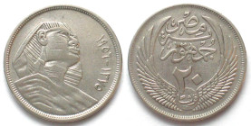 EGYPT. 20 Piastres AH1375 (1956), silver, XF
KM # 384