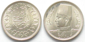 EGYPT. 2 Piastres AH 1356 (1937), Farouk, silver, BU
KM # 365