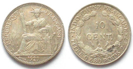FRENCH INDO-CHINA. 10 Cents 1929 A, silver, AU
KM # 16.1