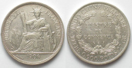 FRENCH INDO-CHINA. 1 Piastre 1906 A, silver, AU
KM # 5a.1
