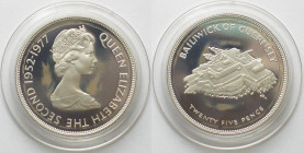 GUERNSEY. 25 Pence 1977, Silver Jubilee, Elizabeth II, silver, Proof
KM # 31a. Silver 28.28g (0.925)
