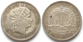 HAITI. 1 Gourde 1895, silver, AU
KM # 46, key date, rare in this condition!