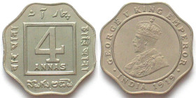 INDIA-BRITISH. 4 Annas 1919, Bombay mint, George V, Cu-Ni, UNC-!
KM # 519
