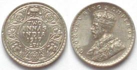 INDIA-BRITISH. 2 Annas 1917, Calcutta mint, George V, silver, UNC
KM # 515
