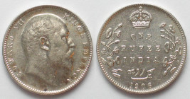 INDIA-BRITISH. 1 Rupee 1906, Bombay mint, Edward VII, silver, AU
KM # 508
