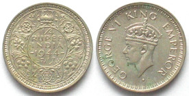 INDIA-BRITISH. 1/4 Rupee 1944, George VI, silver, UNC
KM # 547