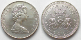 ISLE OF MAN. Crown 1977, Queen's Silver Jubilee, Elizabeth II, silver, BU
KM # 41a. Silver 28.28g (0.925)