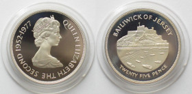 JERSEY. 25 Pence 1977, Silver Jubilee, Elizabeth II, silver, Proof
KM # 44a. Silver 28.28g (0.925)
