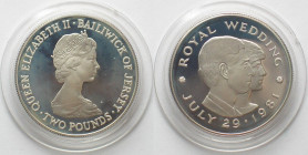 JERSEY. 2 Pounds 1981, Royal Wedding, Charles & Diana, silver, Proof
KM # 52. Silver 28.28g (0.925)