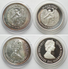 MAURITIUS. 2 x 25 Rupees 1977, Silver Jubilee, Elizabeth II, silver, BU & Proof
KM # 43, 43a. Usual toning.
