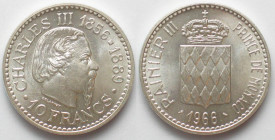 MONACO. 10 Francs 1966, 100th Anniversary - Accession of Charles III, silver, UNC
KM # 146