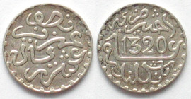 MOROCCO. 1/20 Rial AH 1320 (1902), Abd al-Aziz, silver, UNC-
Y# 18.1. Weigh: 1.25g