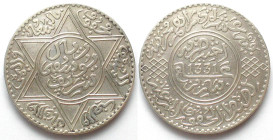 MOROCCO. 1 Rial AH 1331 (1913), Yusuf, silver, AU 
Y# 33