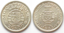 MOZAMBIQUE. Portuguese, 20 Escudos 1955, silver, BU
KM # 80