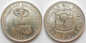 PHILIPPINES. 25 Piso 1976, F.A.O., silver, matte UNC
KM # 214