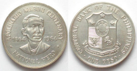 PHILIPPINES. 1 Peso 1964, Apolinario Mabini, silver, UNC-
KM # 194. Hairlines