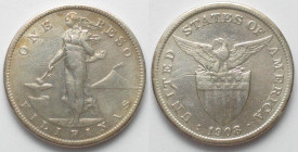 PHILIPPINES. US Administration, 1 Peso 1908 S, silver, VF+
KM # 172