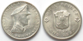 PHILIPPINES. 1 Peso 1947 S, General Mac Arthur, silver, UNC
KM # 185