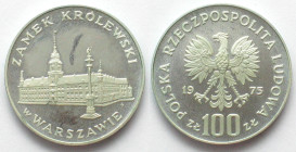 POLAND. 100 Zlotych 1975, Royal castle in Warsaw, silver, Proof
KM # 76. Touched
