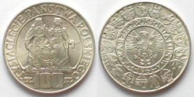 POLAND. 100 Zlotych 1966, Polish Millennium - Mieszko i Dabrowka, silver, UNC
Y# 57