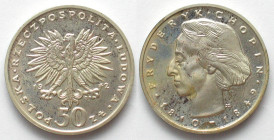 POLAND. 50 Zlotych 1972, Chopin, silver, Proof
KM # 66