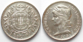 PORTUGAL. 1 Escudo 1915, silver, UNC-!
KM # 564
