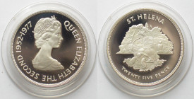 ST. HELENA. 25 Pence 1977, Silver Jubilee, Elizabeth II, silver, Proof
KM # 6. Silver 28.28g (0.925)