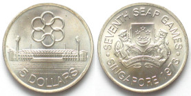 SINGAPORE. 5 Dollars 1973, SEAP Games, silver, UNC
KM # 10