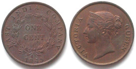 STRAITS SETTLEMENTS. Cent 1845, Victoria, copper, XF/AU
KM # 3