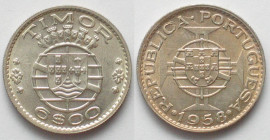 TIMOR. Portuguese, 6 Escudos 1958, silver, UNC!
KM # 15
