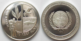 UNO. Official medal 1972, One Earth to keep alive, silver, 38mm, Proof
Silver 25g (0.925)